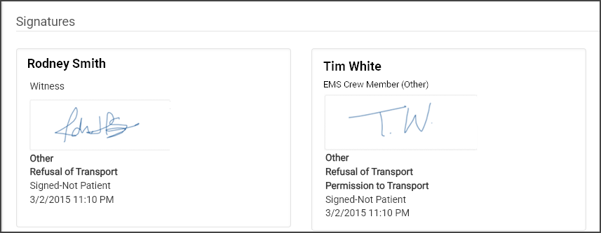 Signatures acquired during transport display. Signatures acquired during transport display.